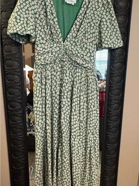 Anthropologie Catalina green button front dress sz 4 - Picture 4 of 4
